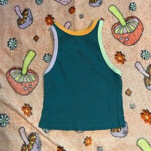 Green and multicoloured tank top #y2k